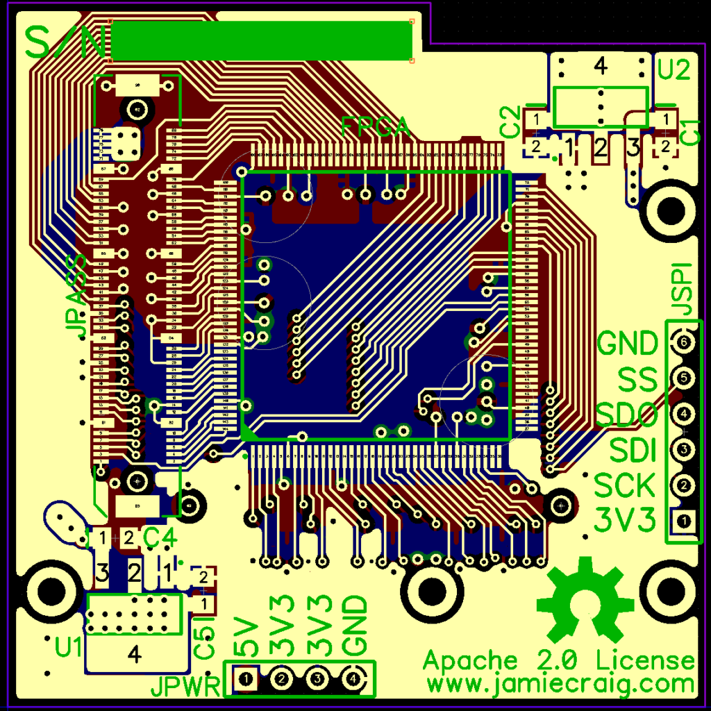 picture of the PCB layout for the novena mezzanine board